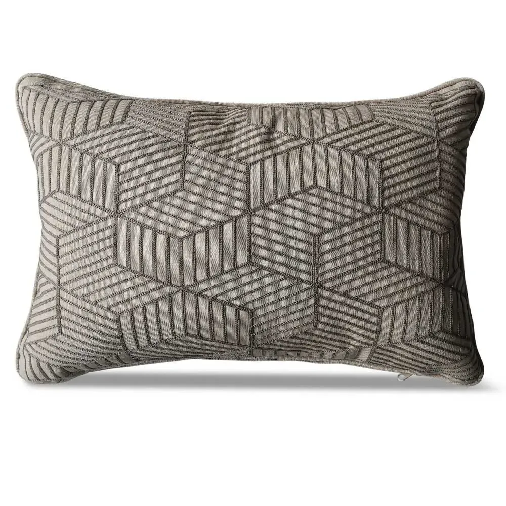 Rectangular Scatter Cushion with Embroidered Stripes - Gold image