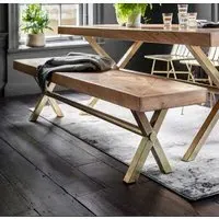 Reeves Large Dining Bench - Mango Wood, Brass