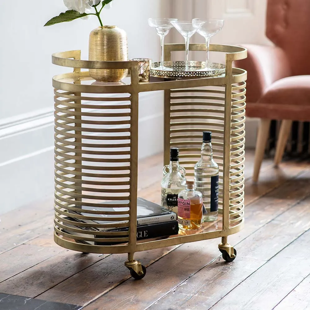 Rockefeller Drinks Trolley - Brass, Amber Glass image