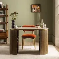 Rondo Capsule Desk with Storage - Brown, Marble