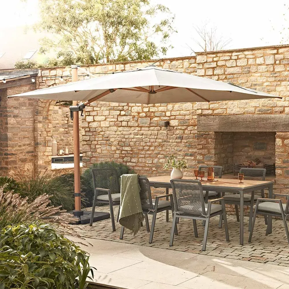 Savannah 3m Cantilever Parasol - Wood-Effect, Aluminium image