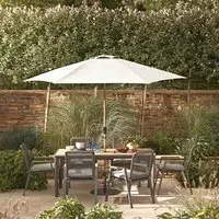 Savannah 6-Seat Dining Set with Parasol - Wood-Effect