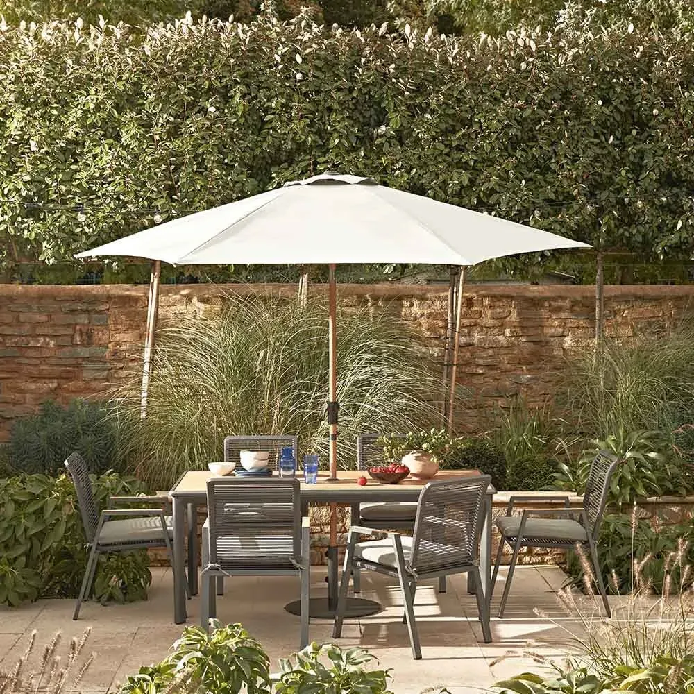 Savannah 6-Seat Dining Set with Parasol - Wood-Effect image