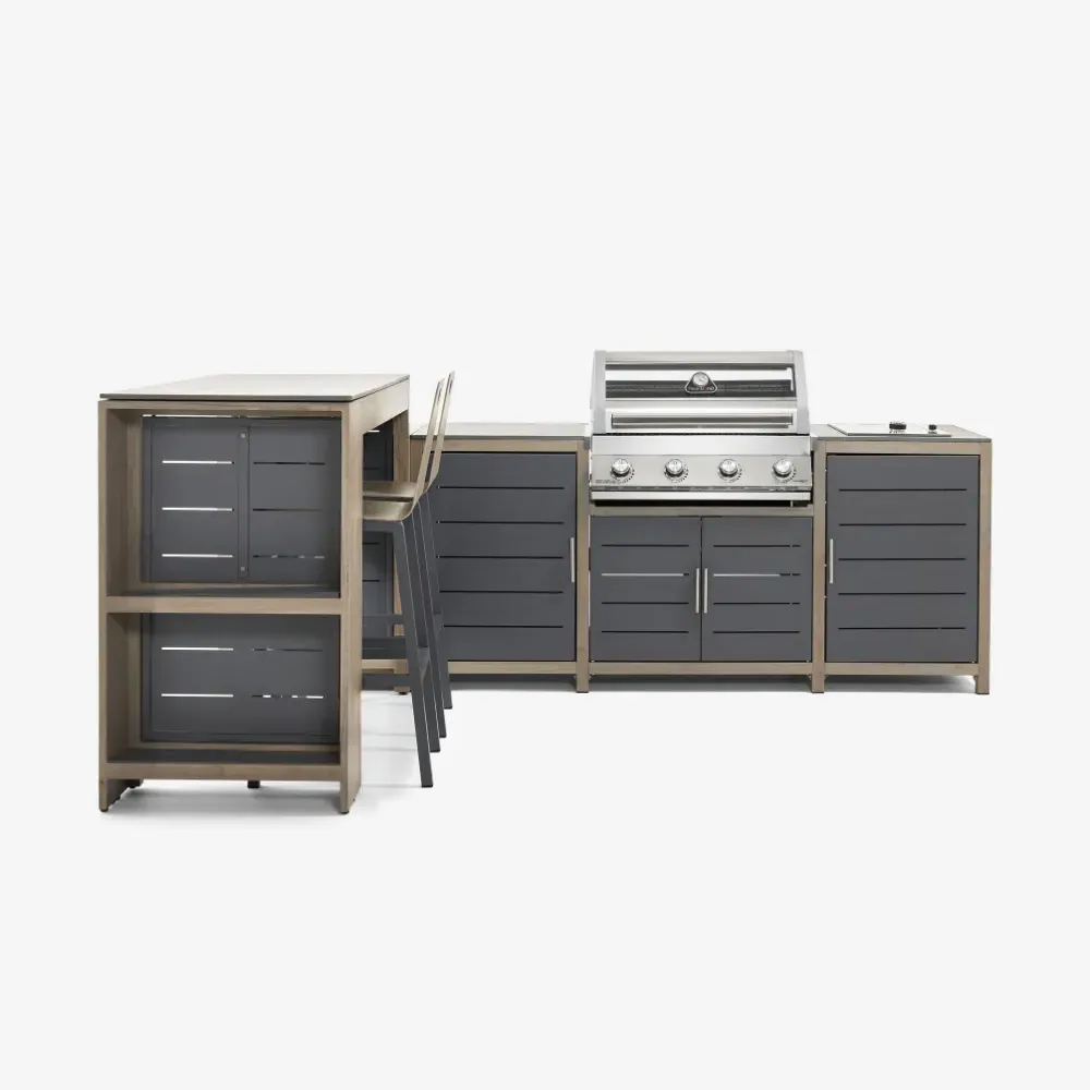 Savannah Outdoor Bar Table and 2 Bar Stools - Grey, Aluminium alternate view