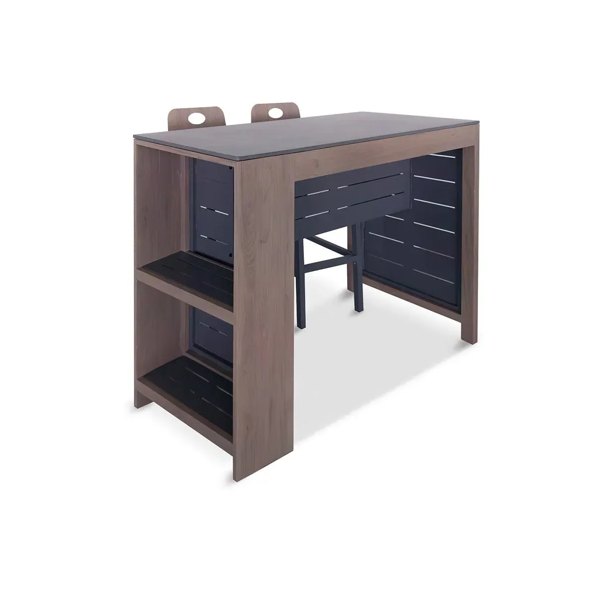 Savannah Outdoor Bar Table and 2 Bar Stools - Grey, Aluminium product