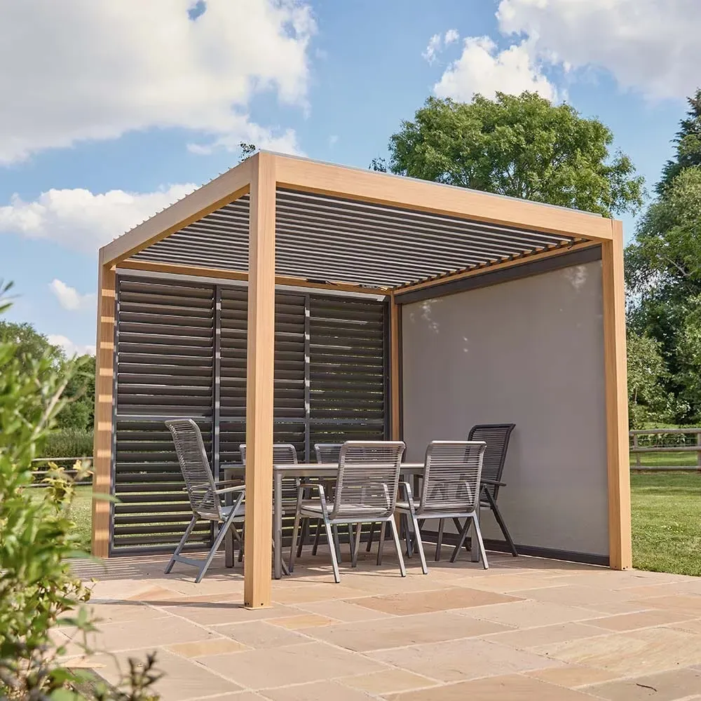 Savannah Pergola with Lights 3 x 3m - Oak, Aluminium alternate view