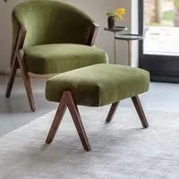 Scoop Footstool - Deep Green, Velvet