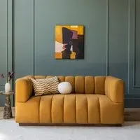 Sloane Fluted 2-Seater Sofa - Mustard, Boucle