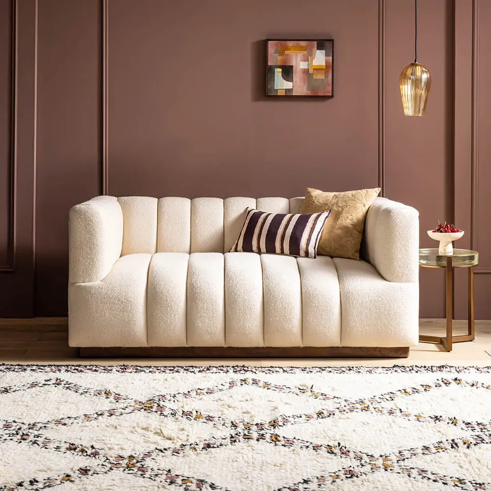 Sloane Fluted 2-Seater Sofa - Natural, Boucle