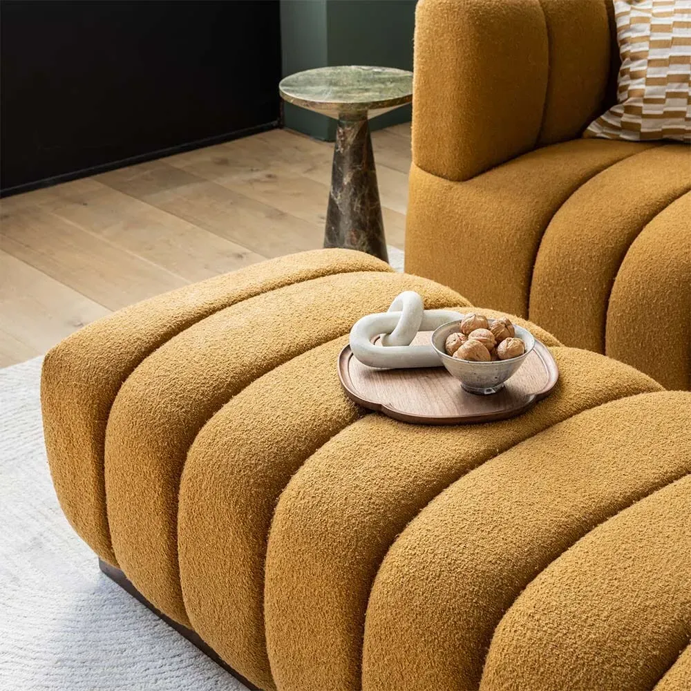 Sloane Fluted Ottoman - Mustard, Boucle image