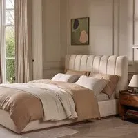 Sloane King Size Fluted Bed Frame - Natural, Boucle