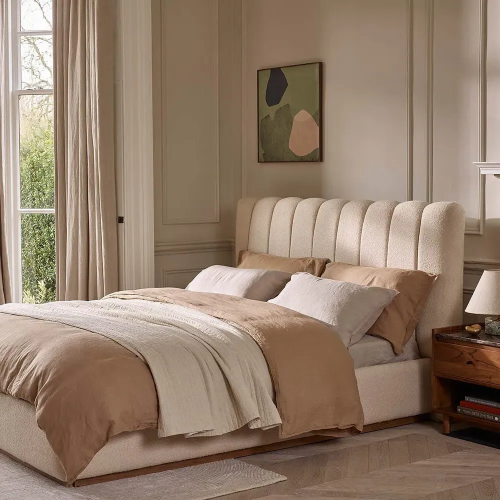 Sloane King Size Fluted Bed Frame - Natural, Boucle