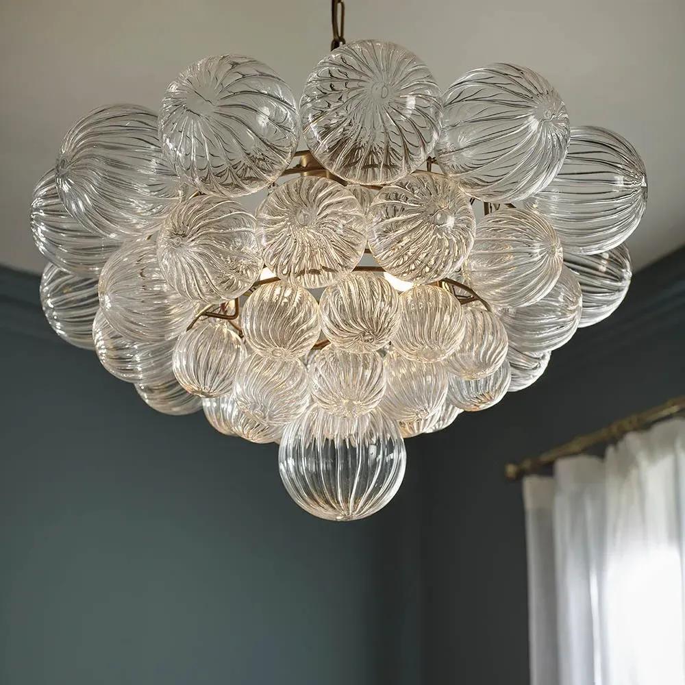 Solace Two-Tier Glass Chandelier - Clear, Antique Brass product