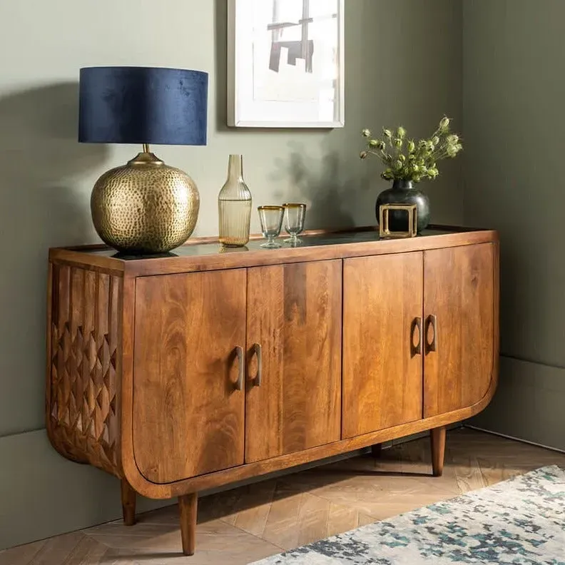 Sonia Marble Sideboard - Emerald Green, Wood image