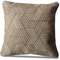 Square Scatter Cushion with Embroidered Stripes - Gold