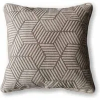 Square Scatter Cushion with Embroidered Stripes - Grey