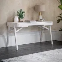 Stanley Writing Desk with Drawers - Whitewash, Mango Wood