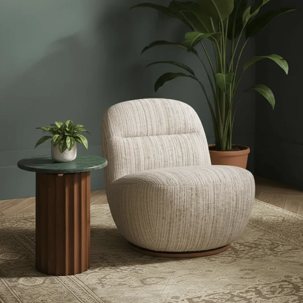 Susie Swivel Chair - Ecru, Textured Weave image