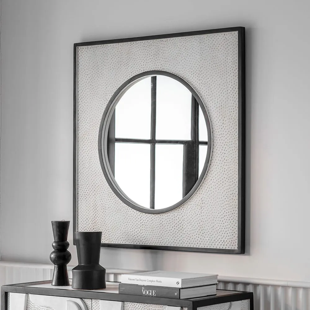 Tate Square Wall Mirror - White, Wood image