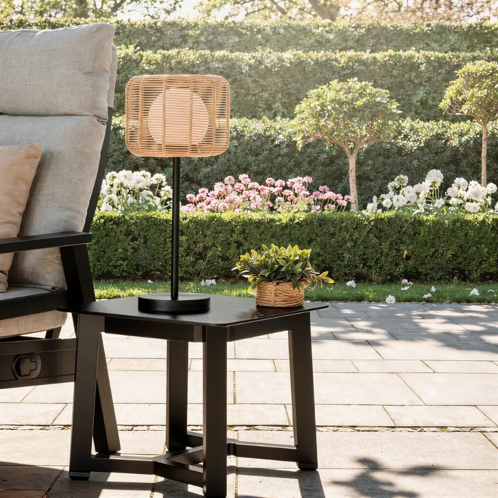 Toscana Rechargeable Rattan Table Lamp - Black alternate view