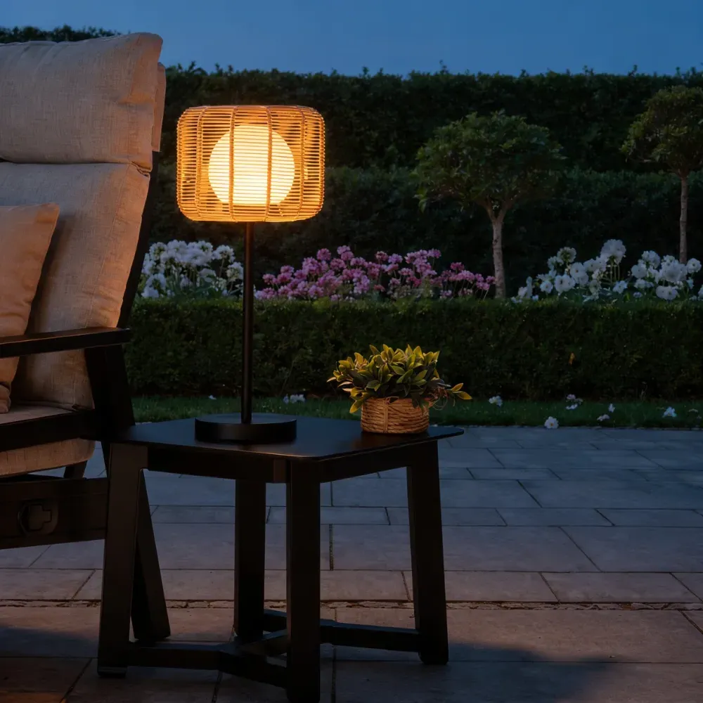 Toscana Rechargeable Rattan Table Lamp - Black product