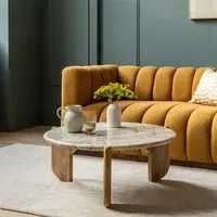 Trento Round Coffee Table - Brown, Marble