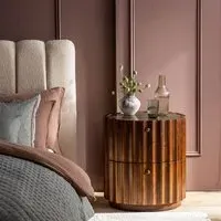 Treviso Elliptical Bedside Table - Forest Green, Marble