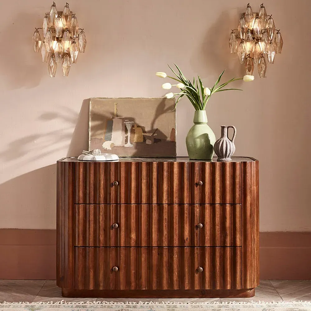Treviso Marble Top Chest of Drawers - Brown, Mango Wood product