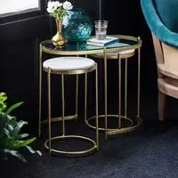 Trinity Nesting Tables - White Marble, Glass