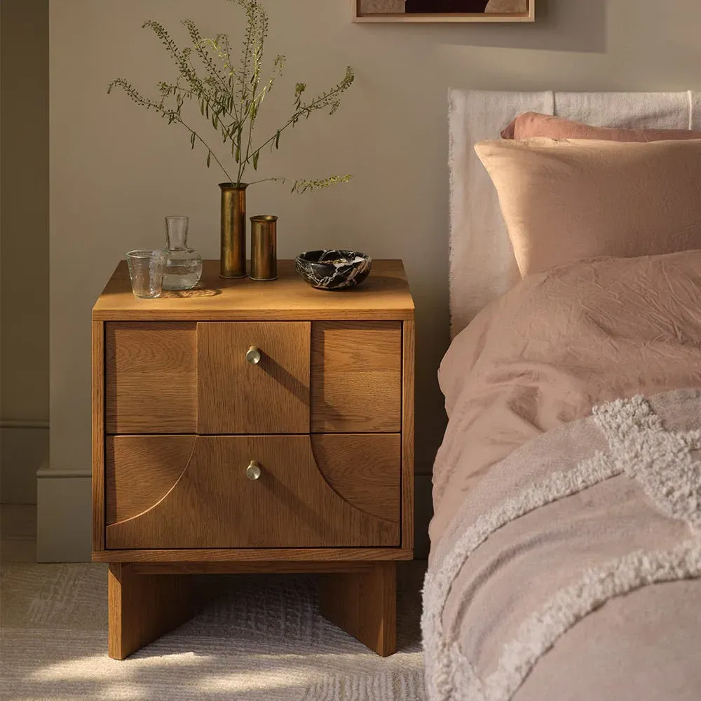 Umi 2-Drawer Bedside Table - Bourbon, Natural Oak image