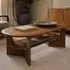 Umi Oval Coffee Table with Storage - Bourbon Oak