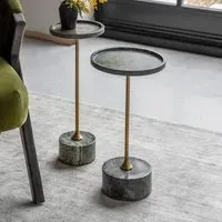 Union Side Tables Set - Green Marble, Brass