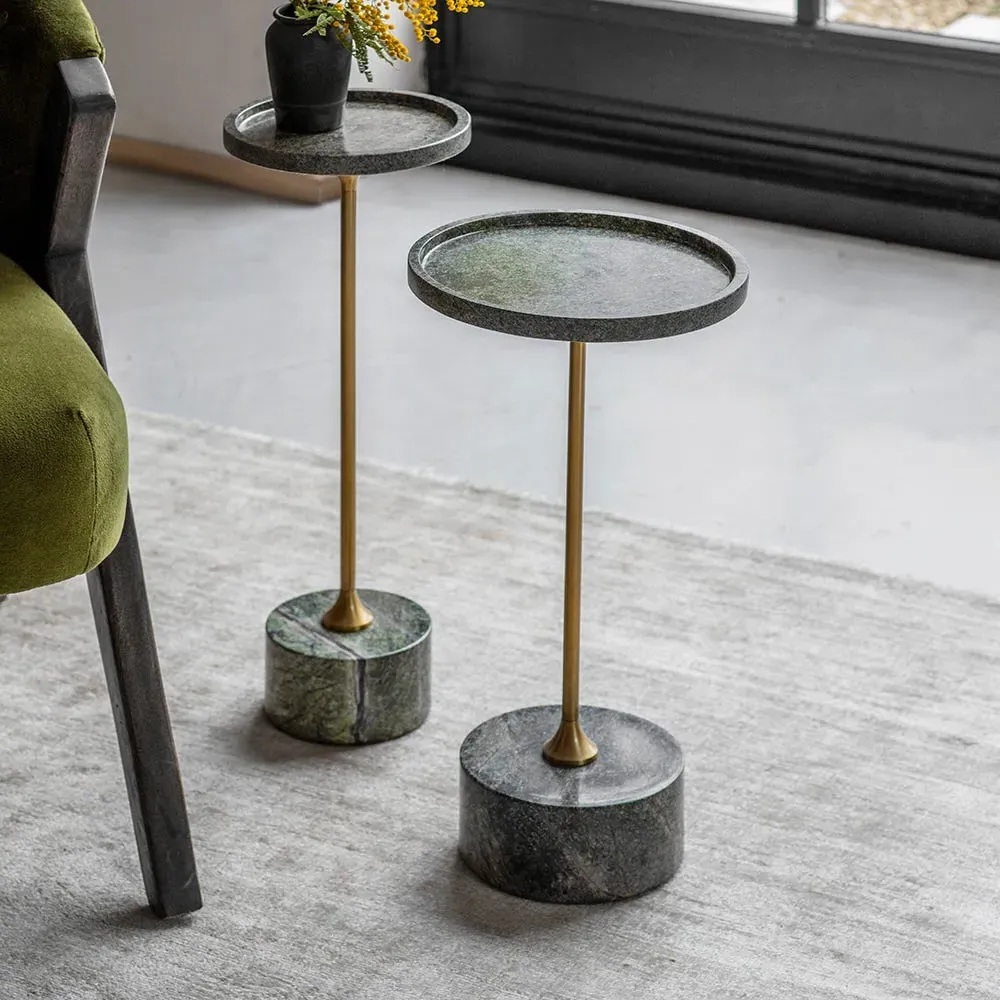 Union Side Tables Set - Green Marble, Brass image
