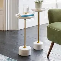 Union Side Tables Set - White Marble, Brass