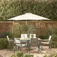Valentina 6-Seat Dining Set with Parasol - Sage Green, Aluminium