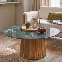 Westbourne Round Coffee Table - Green, Marble