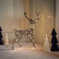 Wire Stag Christmas Decoration with LED Lights - Black