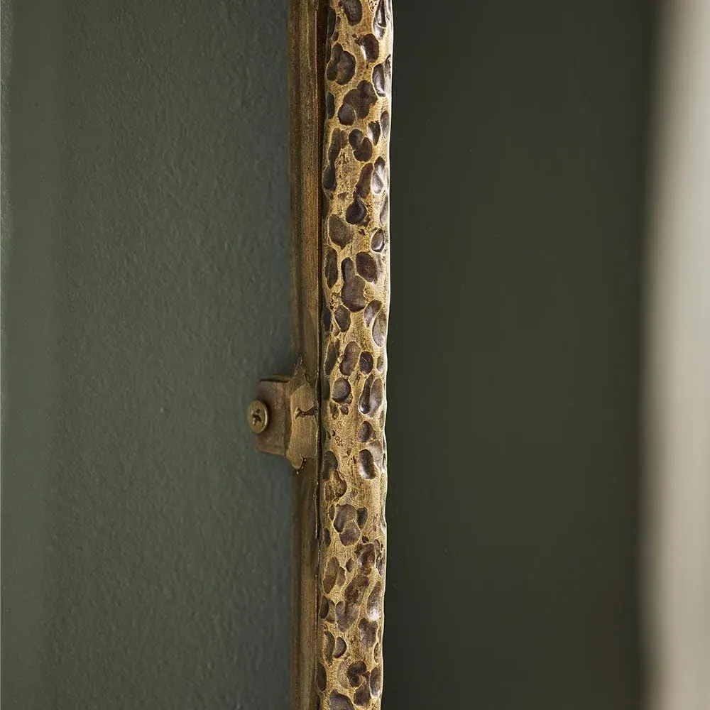 York Rectangular Wall Mirror with Hand-Beaten Texture - Brass, Iron alternate view