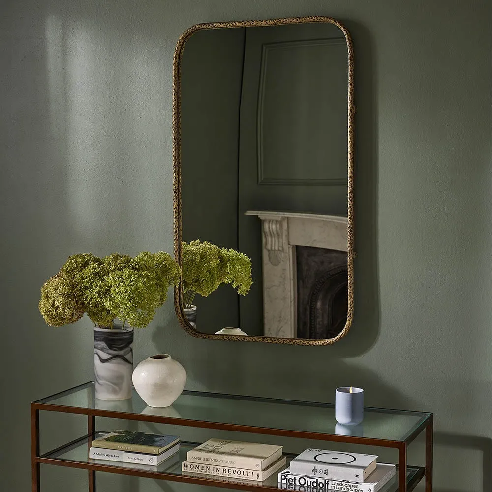 York Rectangular Wall Mirror with Hand-Beaten Texture - Brass, Iron product