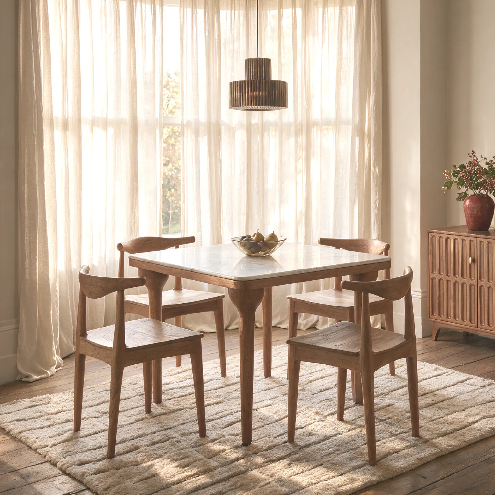 Cone Square Dining Table - White, Marble by Atkin and Thyme