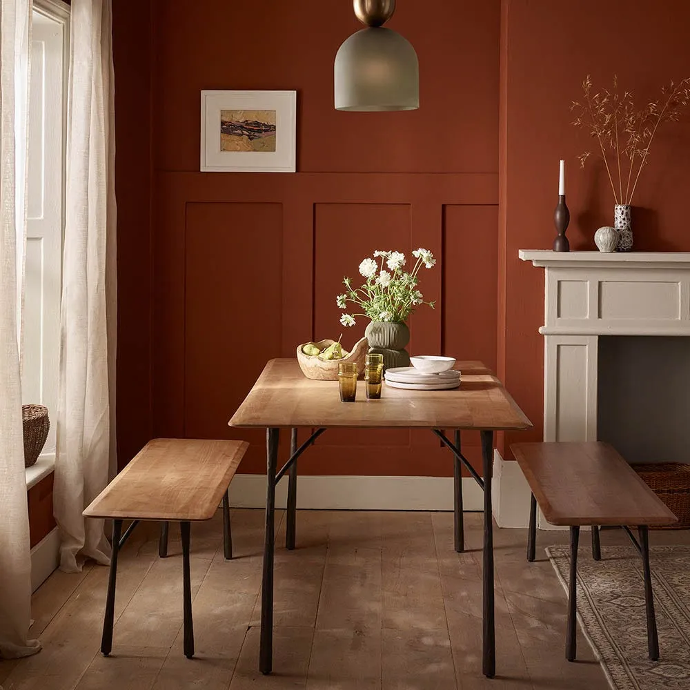 Frida Dining Table and Bench Set - Mango Wood, Cast-Iron by Atkin and Thyme