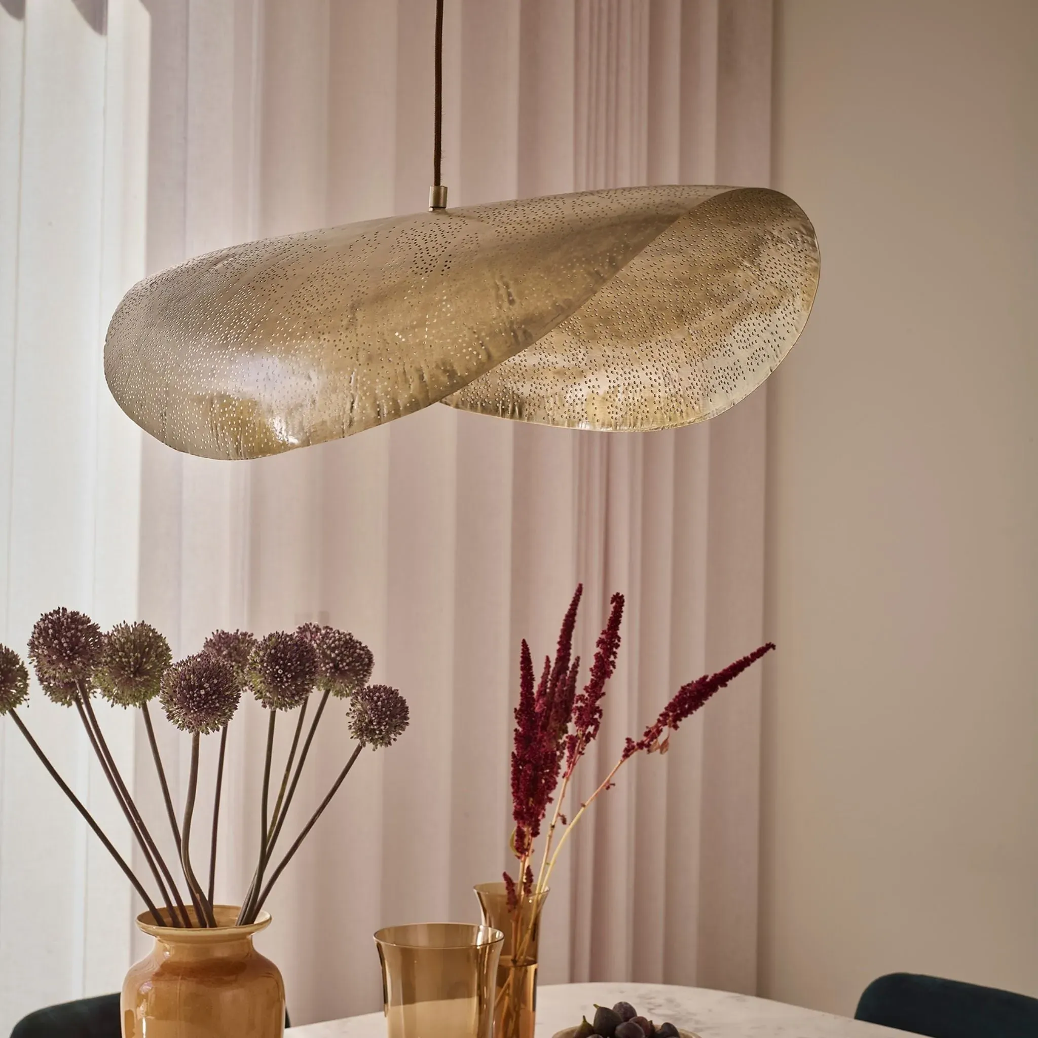 Lara Perforated Pendant Shade - Antique Brass, Metal by Atkin and Thyme