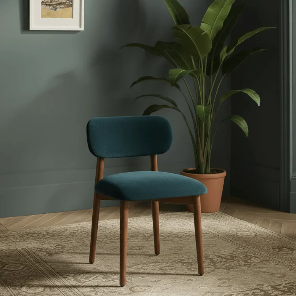 Layla Dining Chair - Petrol Blue, Cotton Velvet by Atkin and Thyme