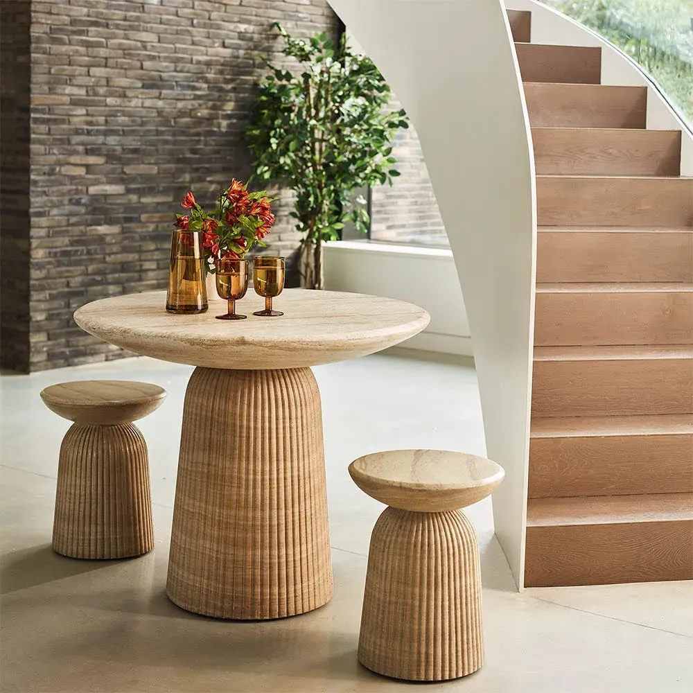 Mason Round Bistro Table with 2 Stools - Pink, Concrete by Atkin and Thyme