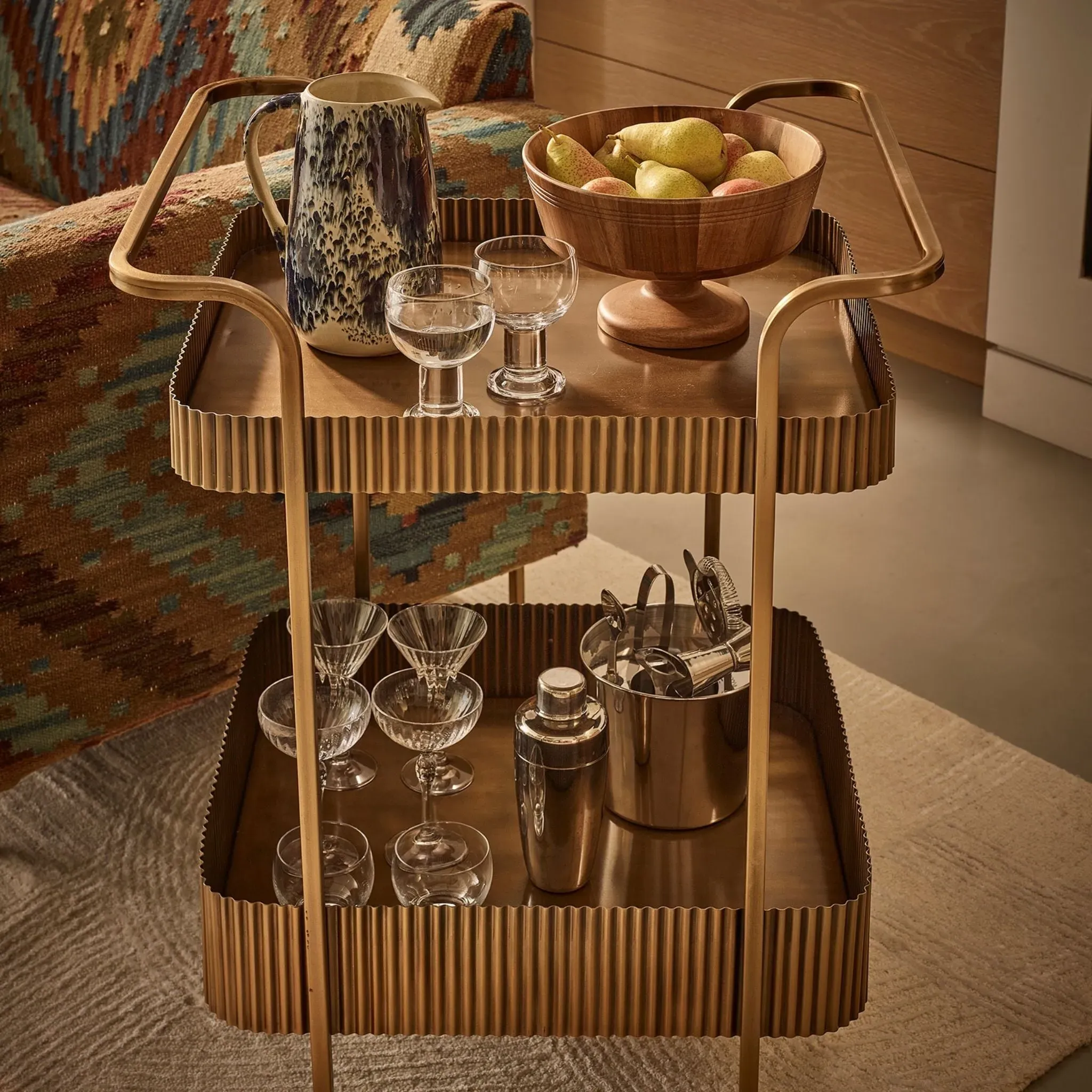 Millie 2-Shelf Drinks Trolley - Brass by Atkin and Thyme