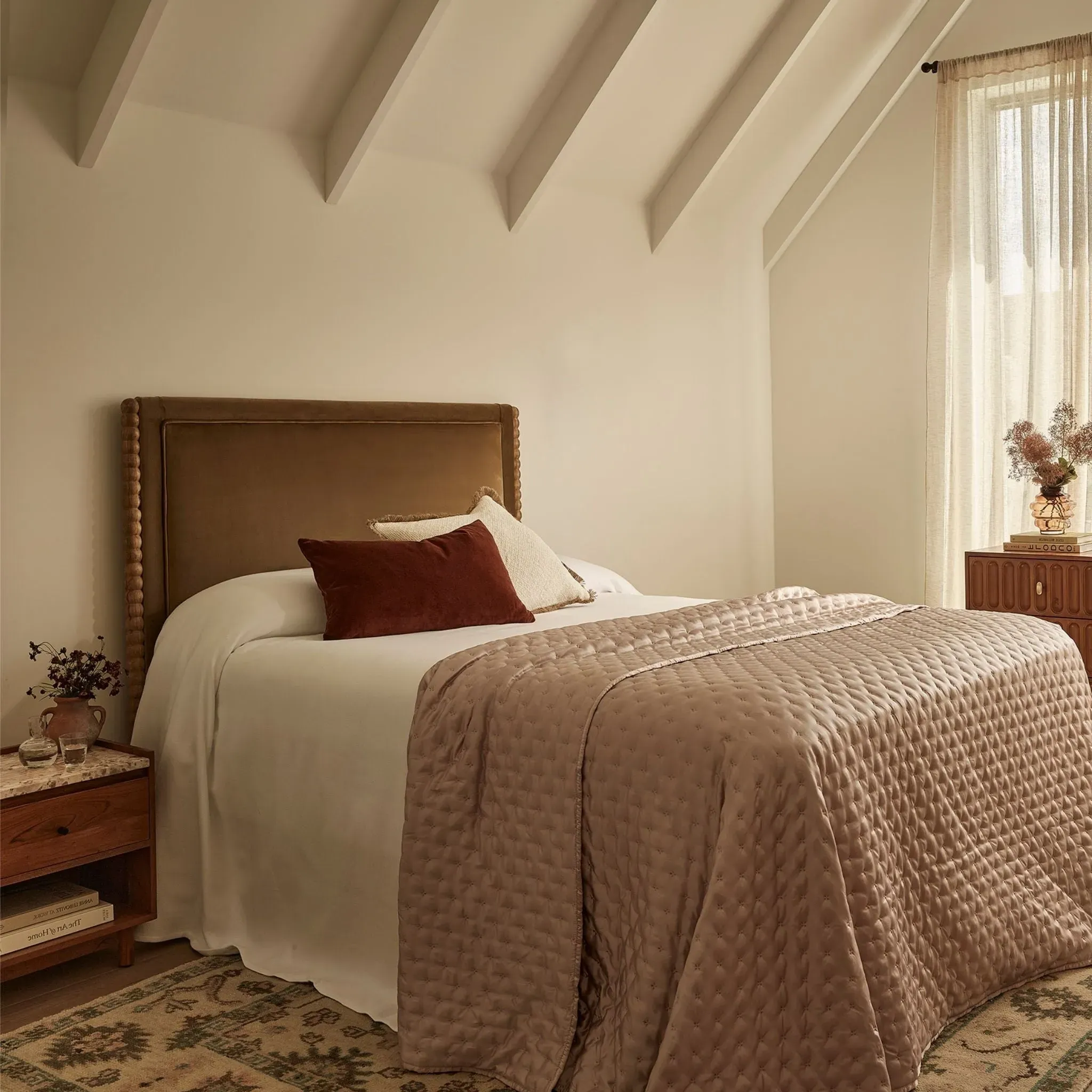 Oxford King Size Upholstered Headboard - Olive, Velvet by Atkin and Thyme