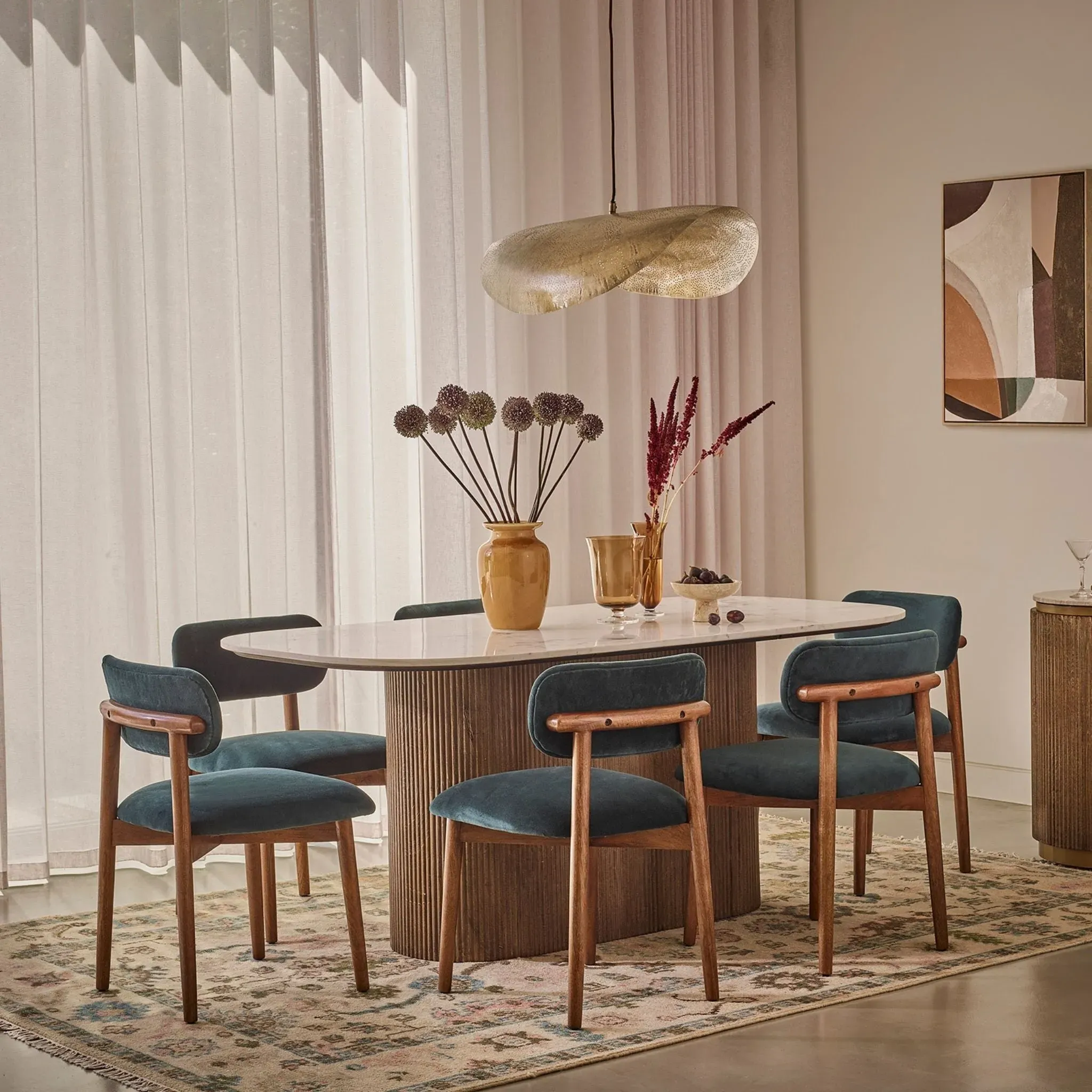 Rondo 6-Seater Dining Table - White Marble by Atkin and Thyme