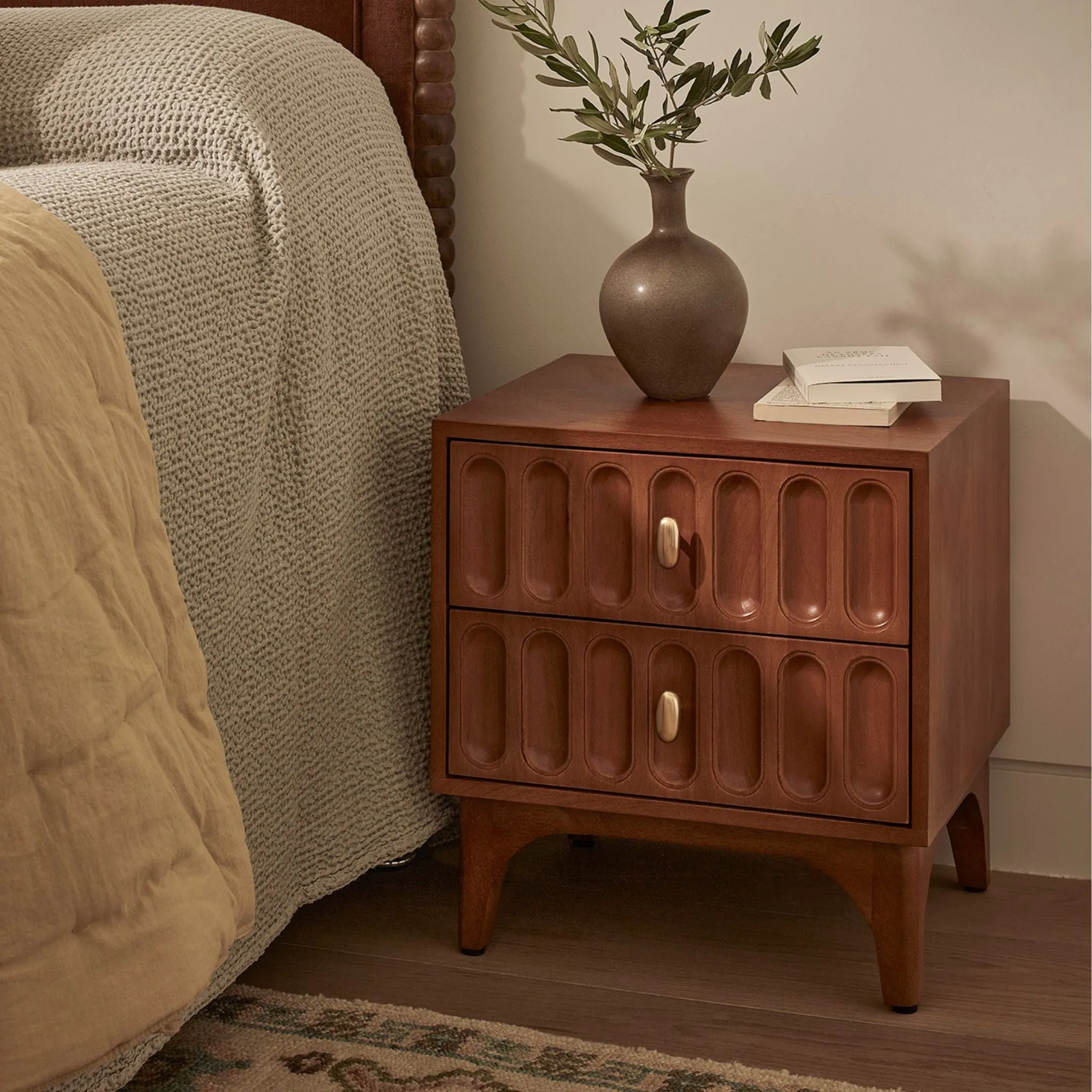 Sheridan Bedside Table with 2 Drawers - Mango Wood by Atkin and Thyme