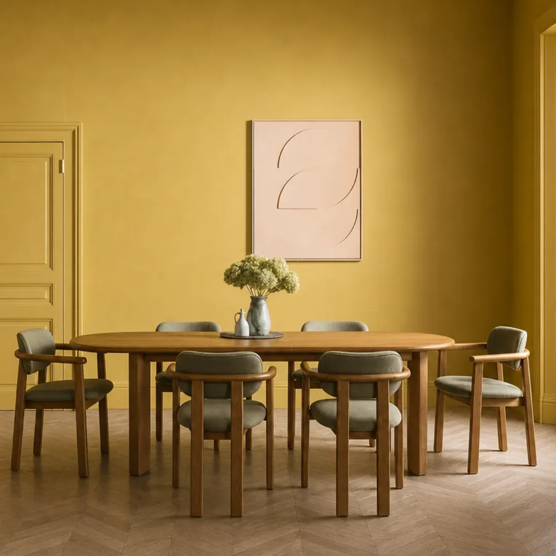 Umi Extendable Dining Set with 6 Cora Chairs - Olive, Solid Oak by Atkin and Thyme
