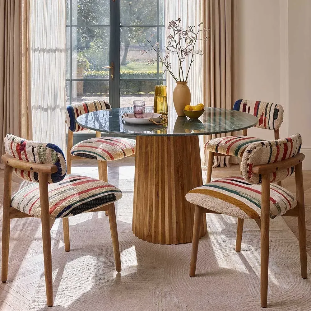 Westbourne & Layla 4-Seater Dining Table & Chair Set - Green Marble by Atkin and Thyme